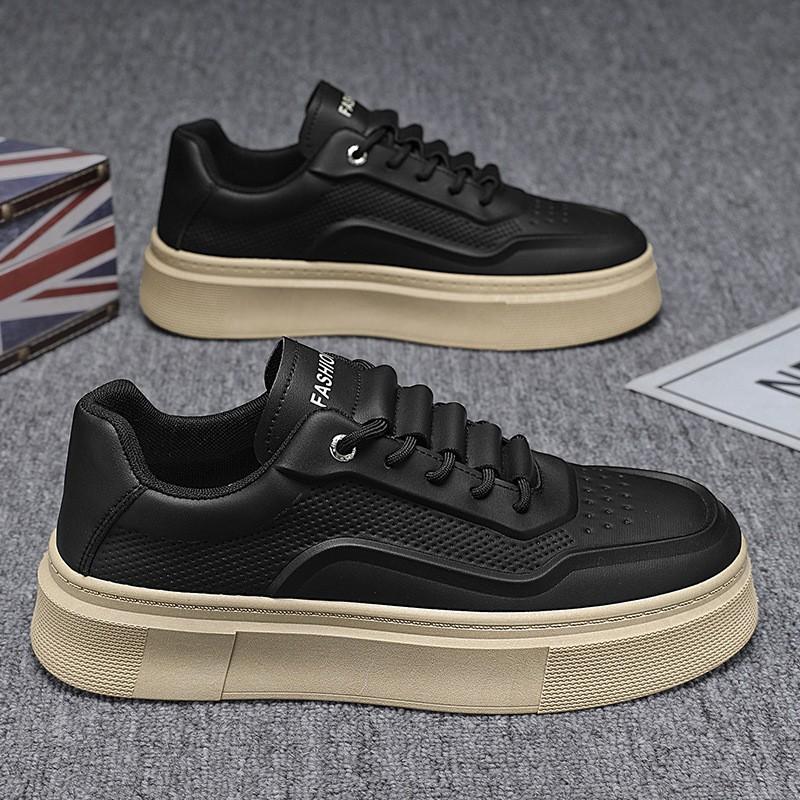 

Spring Men s Shoes New Breathable Leather White Trend All-matching Platform Sole Sneakers Casual Skate Fashionable 43