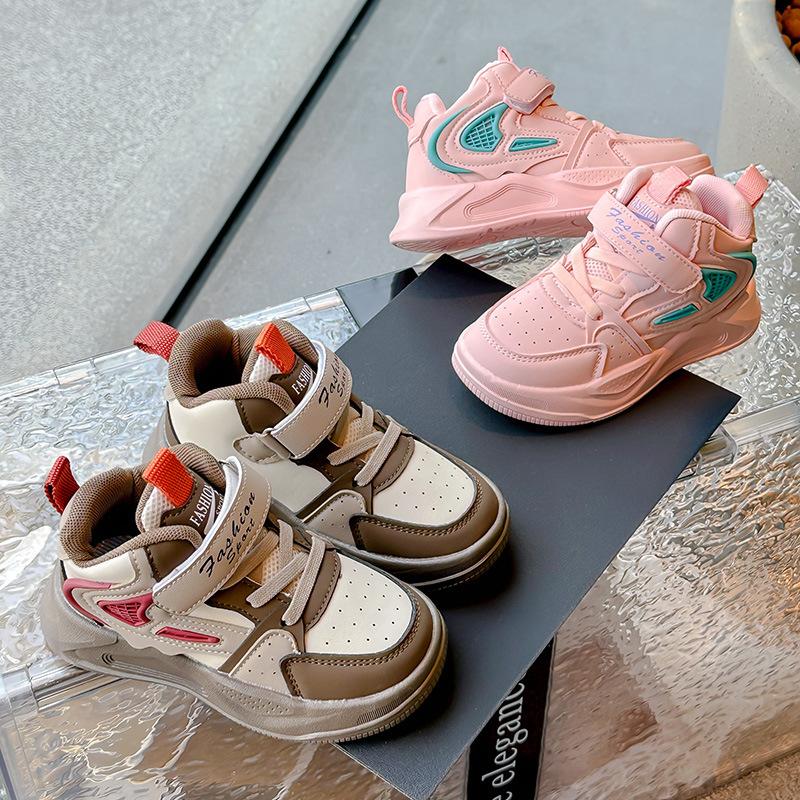 2025 Spring and Autumn New Girls Shoes Children's Sports Shoes Medium and Small Children's Casual Non-slip Boys Board Shoes Dad Shoes