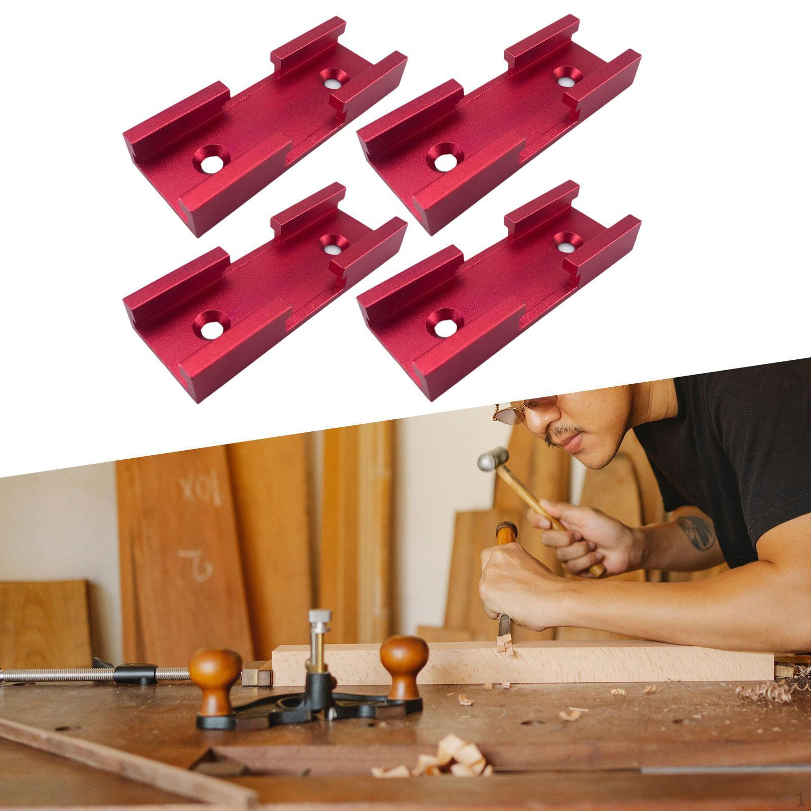 

4 шт., крестообразный соединитель для деревообработки с Т-образными направляющими и предварительно просверленными монтажными отверстиями, прочный двойной резак красный