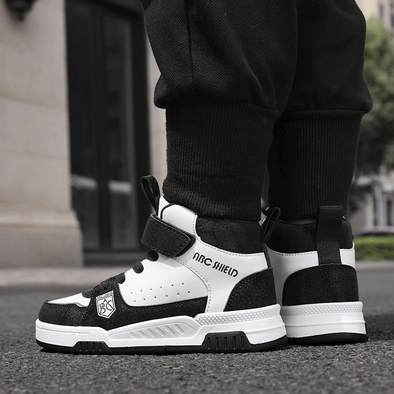 Moteable og praktiske borrelåssko med tykk såle og høy ankel for barn, utendørs fritidssportssko 28-39