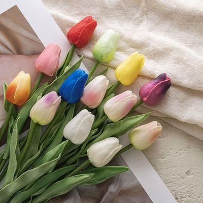3 Pcs Artificial Tulips Fake Tulip Flowers with Bendable Stems Realistic