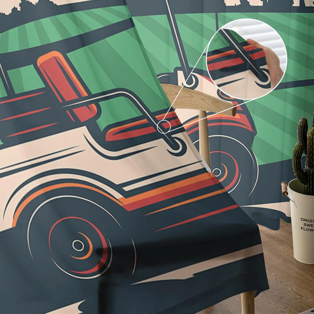 Tema Deportivo de Golf Dormitorio Cortinas Transparentes Vacaciones Decoración Ventana Voile Tul Cortina