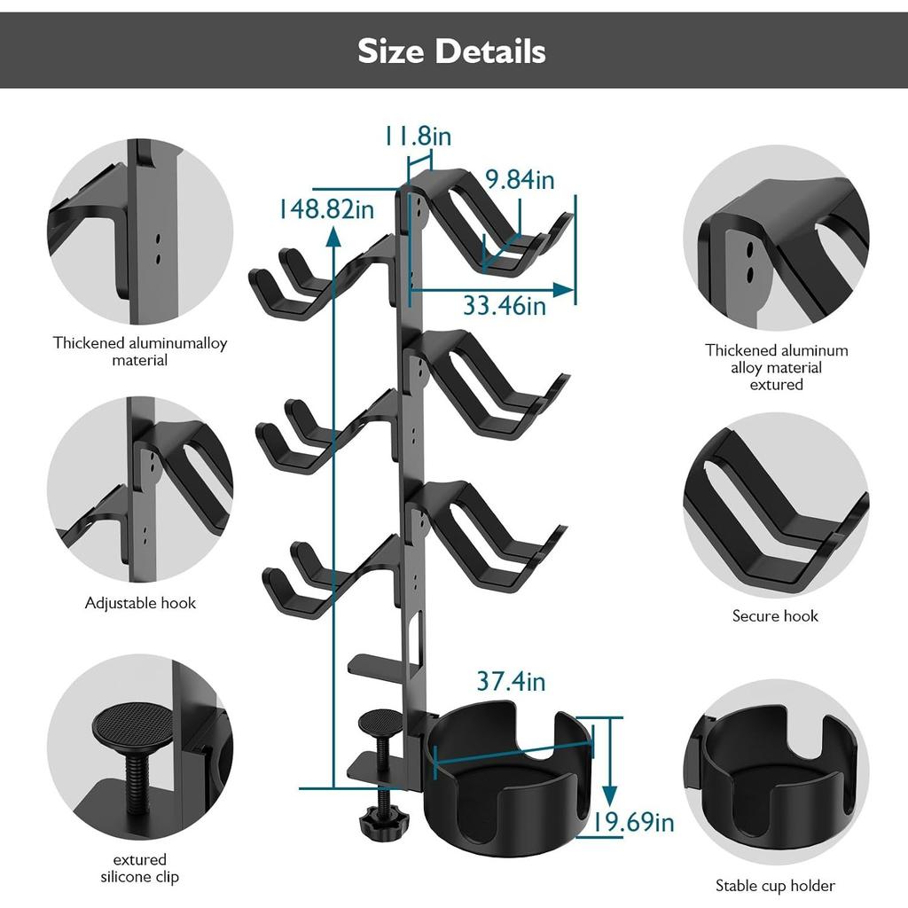 Suporte de Controle 3 Níveis, Suporte Universal para Fones de Ouvido para Mesa, Compatível com Xbox PS5 PS4 Nintendo Switch, Suporte para Headset, Organizador de Controles
