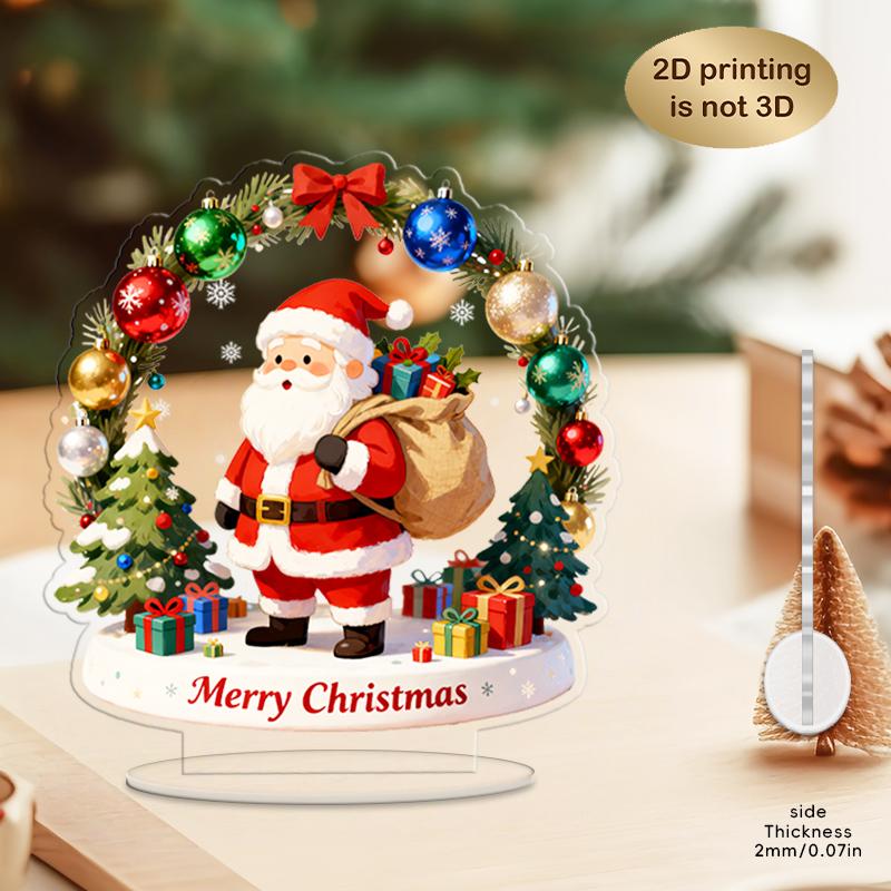 2D Colorful Printed Flat Acrylic Santa Claus Figurine Christmas Gift Decoration Creative Gift Decoration for Holiday Home Decor