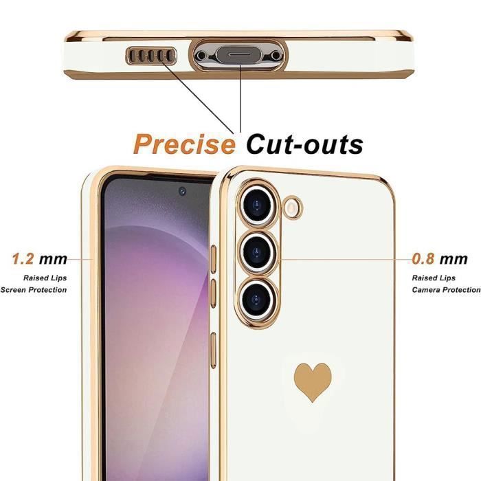 Coque de protection - BOOLING - pour Samsung Galaxy A35 5G - Silicone Blanc - Motif Cœur - Antichoc - 2 Verres trempés