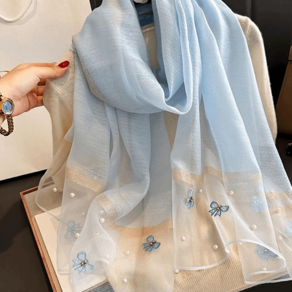 Bow Thin Silk Scarf Korean Lace Scarf Wraps Fashion Women Hijab Shawls Lady