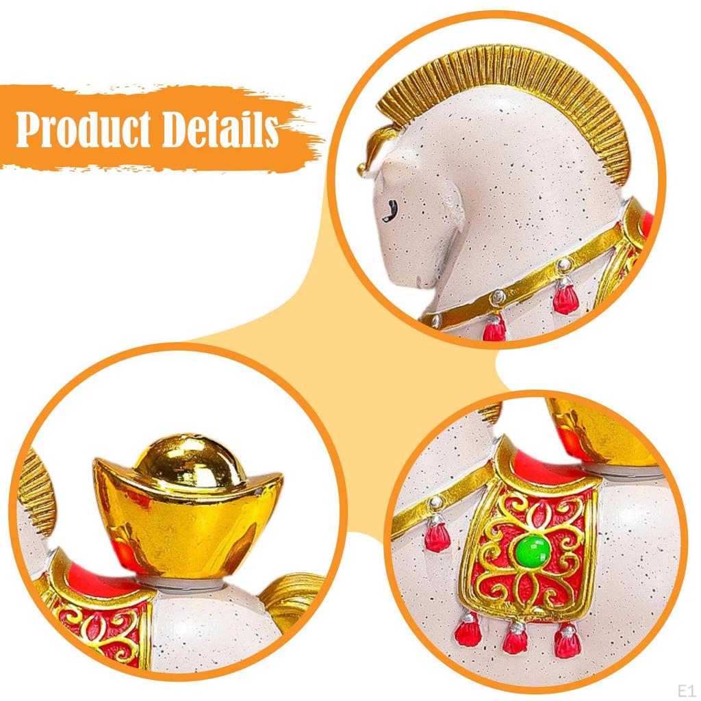 4Pcs Horse Figurine Animal Sculpture Resin Collectibles Chinese Fengshui Tabletop
