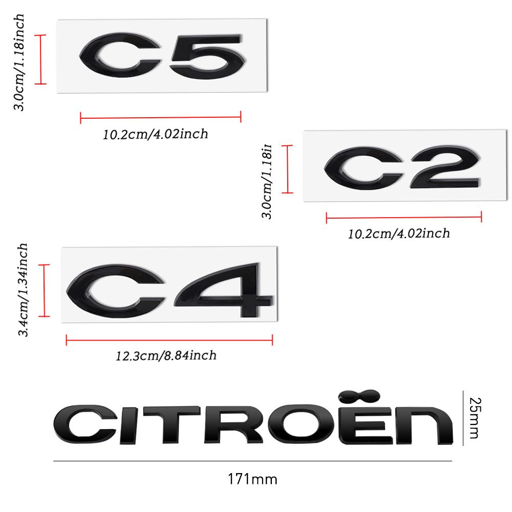 AQP4 1 unidad Pegatina Insignia de Letra de Coche 3D de ABS Pegatina Decorativa para Maletero de Carrocería de Coche Para Citroen C2 C4 C5 Aircross VTS C-ELYSEE Berlingo C4L