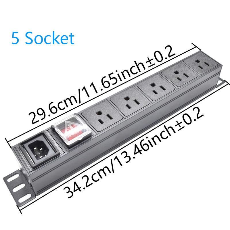 PDU Power Strip Unit IEC C14 port power input 2-10 3Pin US socket Switch cabinet rack wall desktop mounted Socket