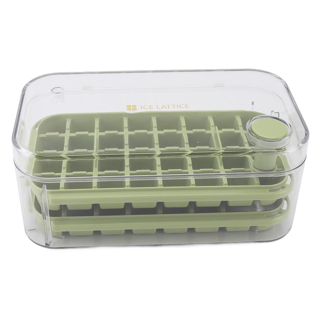 Ice Cubes Tray Easy Release 64 Grids Large Capacity 2 Layer Ice Maker Mould with Lid Bin Scoop for Cocktail Coffee
