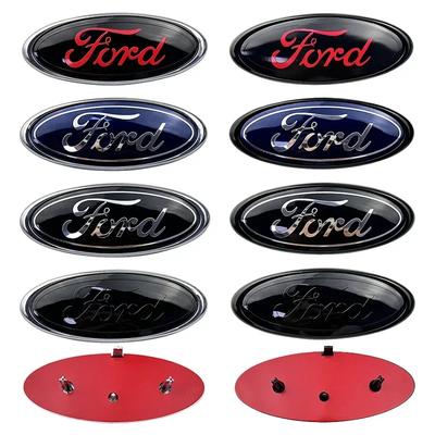 New 2026 Car Sticker 14.6x5.7cm Emblem Car Front Cover Grille Badge for Ford Kuga Focus Ranger Mustang Mondeo Fiesta Explorer Tr