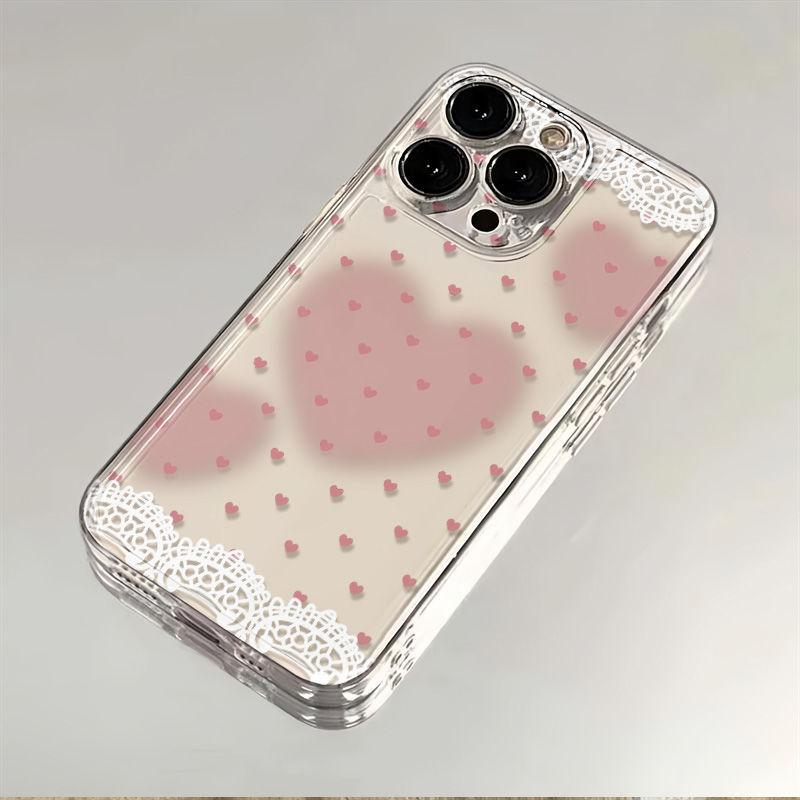 ins full screen small love iPhone17Promax mobile phone case is suitable for Apple 16Pro space case 15 transparent 14.