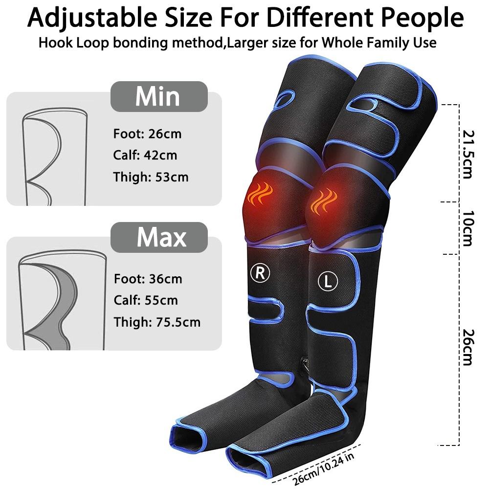3 Intensities 3 Modes Leg Air Compression Massager Heated for Foot and Calf Thigh Circulation with Handheld Controller New