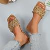 [Foreign Trade] 2025 Summer Versatile Sandals Flat-bottomed French Premium Rhinestone One-Word Slippers