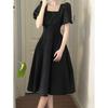 Puff Sleeve A-Line Dress with Double-Layer Lining - Mid-Length Fairy Style (Summer 2024)