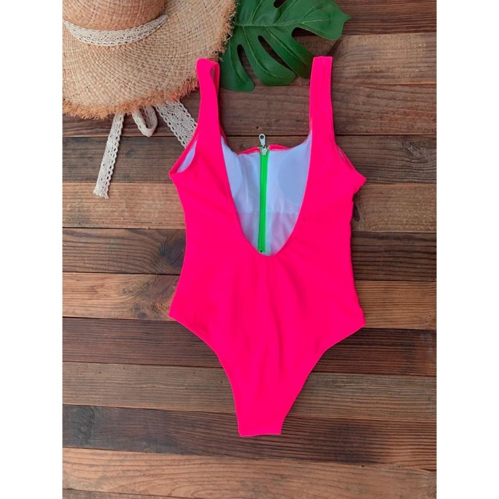 Front Zip Up One Piece Swimsuit Monokini Backless Swimwear One-piece Swimming Suit for Women Summer Trend Beachwear