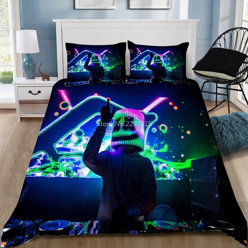 Hemtextil Marshmello 3d Sängklädesset Europa/USA/Australien Twin Full Queen King Påslakan Set Örngott Linne Dropshipping
