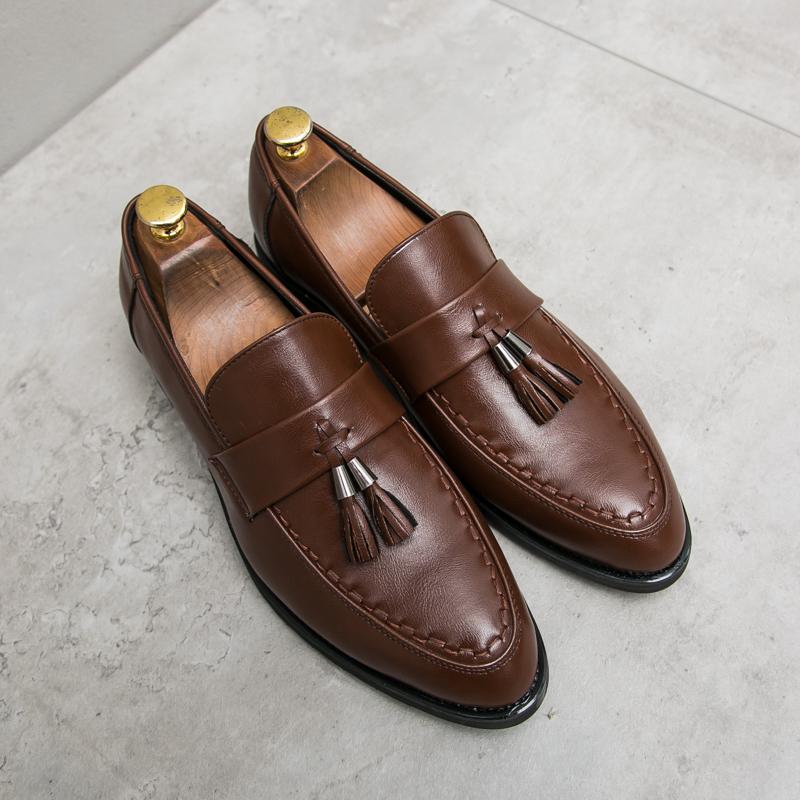 Luxury Brand Office Shoes Men Fashion Soft Moccasins Men Loafers High Quality Leather Tassel Shoes Mens Flats Driving Shoes