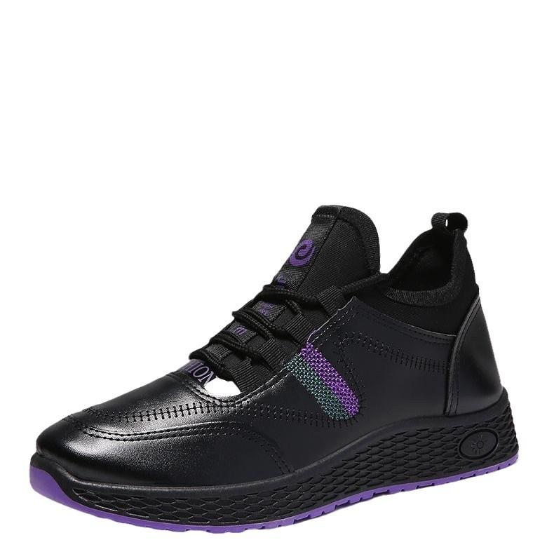 Spring and Autumn Leather Casual Women's Shoes Soft Sole Non-slip Versatile Fashion Kitchen Work Walking Shoes