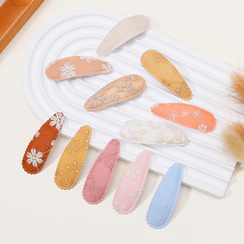 2/4/6Pcs/Set New Print Cotton Alloy Hair Bow Snap Clips Fabric Plaid Hairpins Girl Kid Headwear Baby Hair Accessories