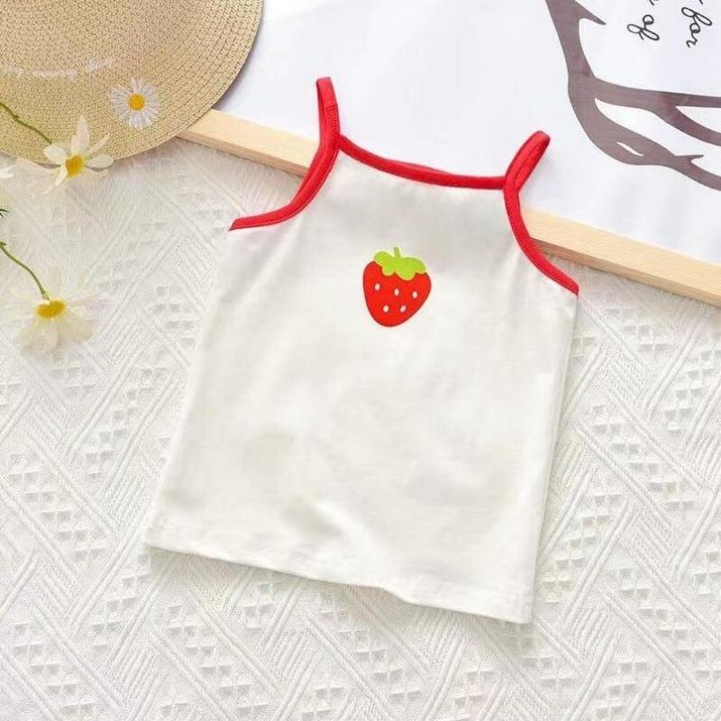 Children Summer Sleeveless T-shirt Outer Clothes Summer Girls Camisole Top Kids Girl Fruit Print Daily Homewear
