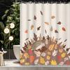 1Pc Autumn Home Decor Thanksgiving Cartoon Falling Maple Leaves Animal Hedgehog Shower Curtain Polyester Fabric Machine Washable