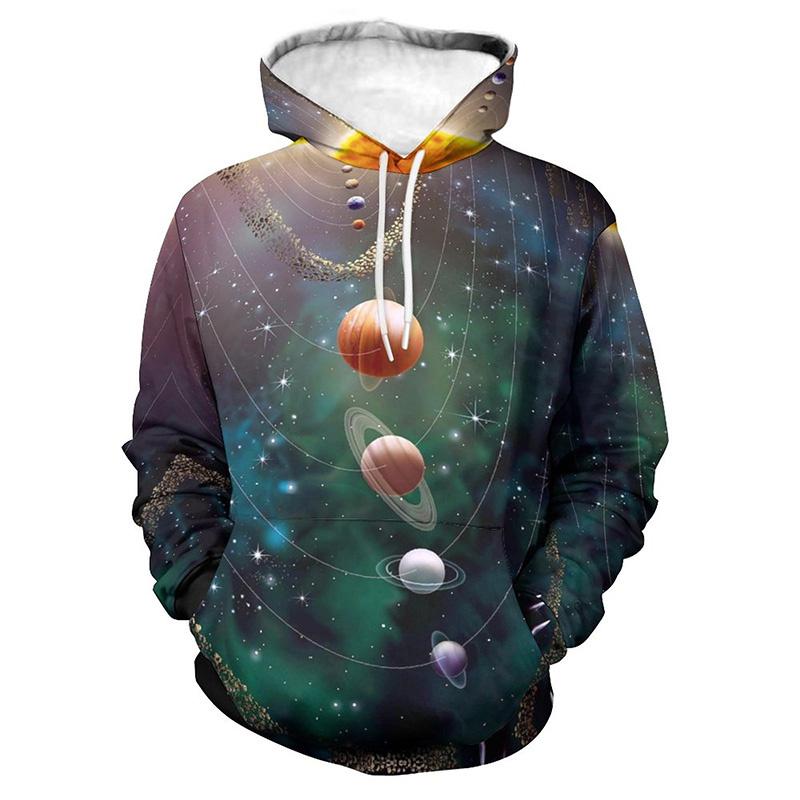 Hanorac imprimat 3D Universe Planet pentru bărbați cu model de cer înstelat Hanorac casual unisex largi Pulover de stradă cu mâneci lungi