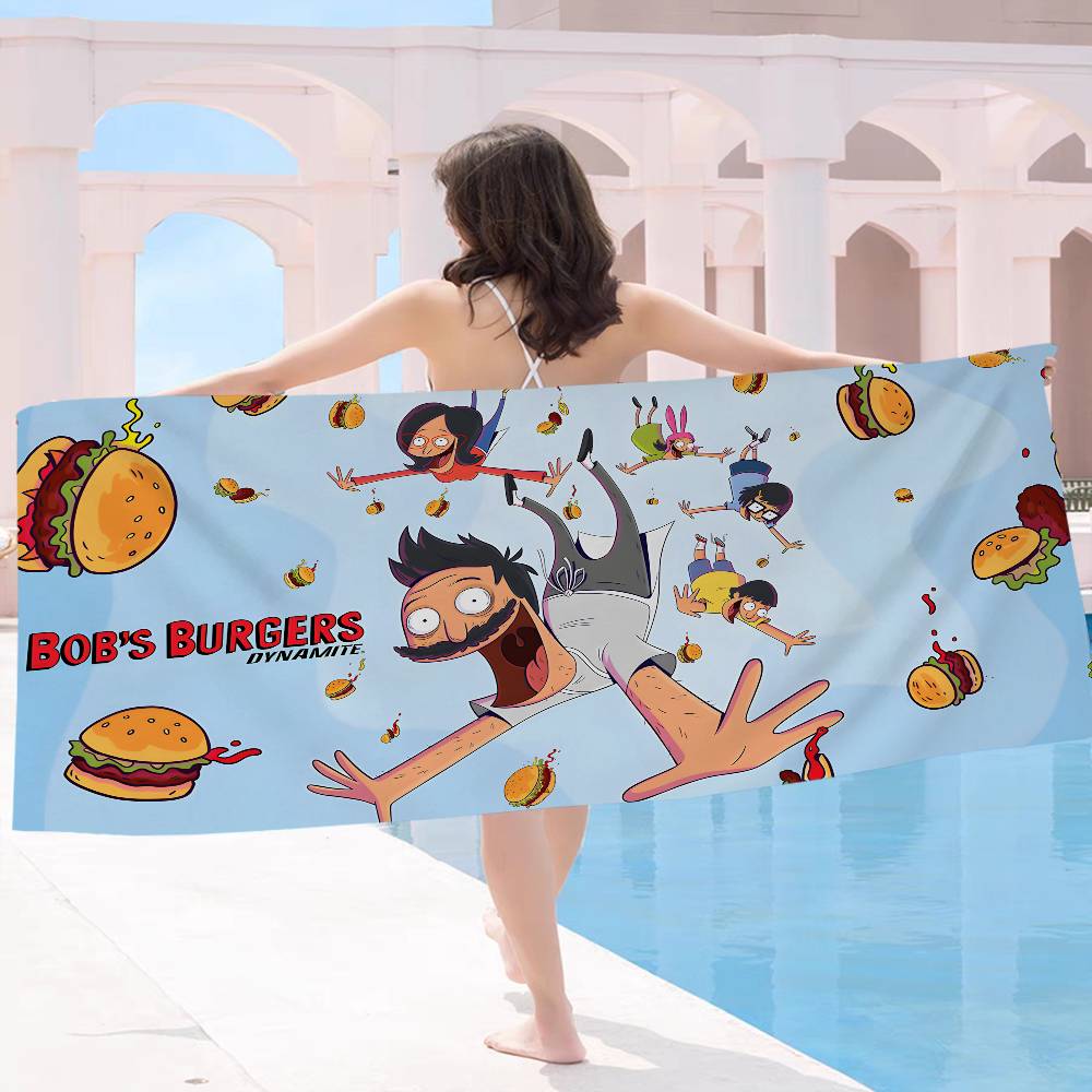 Funny Art Cartoon B-Bobs B-Burgers Bath Towel Microfiber Soft Water Breathable For Girl Kids Decorative Cartoon Beach Towel