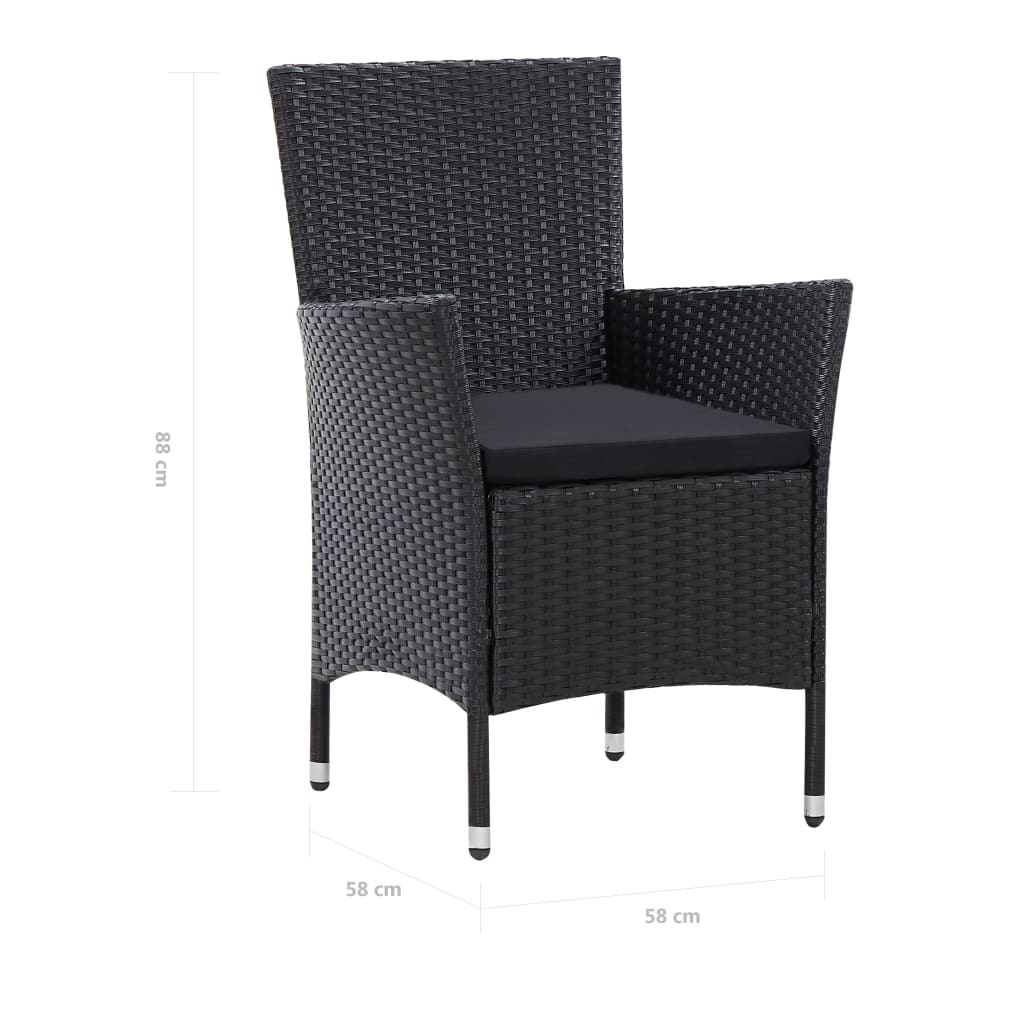 7 Piece Garden Dining Set Poly Rattan Black