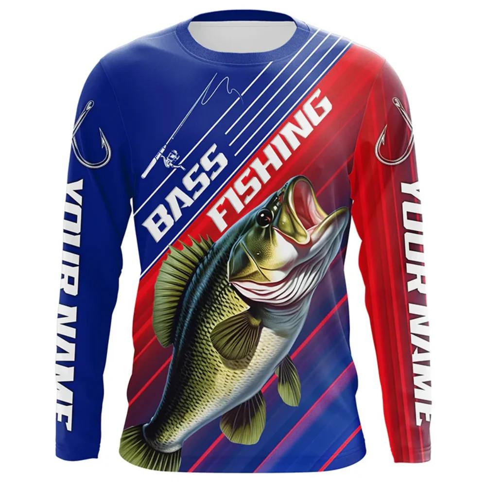Men's 3D Bass Fishing Long Sleeve T-Shirt Moisturizing Core Sports