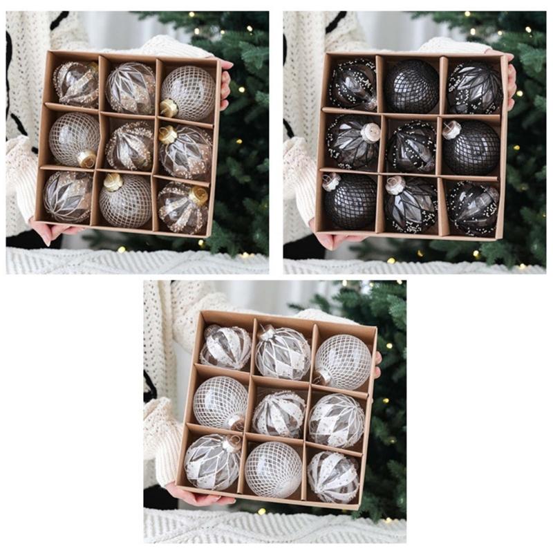 9 Stück/Set Weihnachts-Hängekugel Christbaumkugel für Weihnachtsbaumdekoration Feiertags-Hochzeits-Party-Dekor 2024 Neujahrsgeschenk