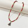 Cartoon Christmas Pendant Necklace Holiday Beaded Necklace Statement Jewelry