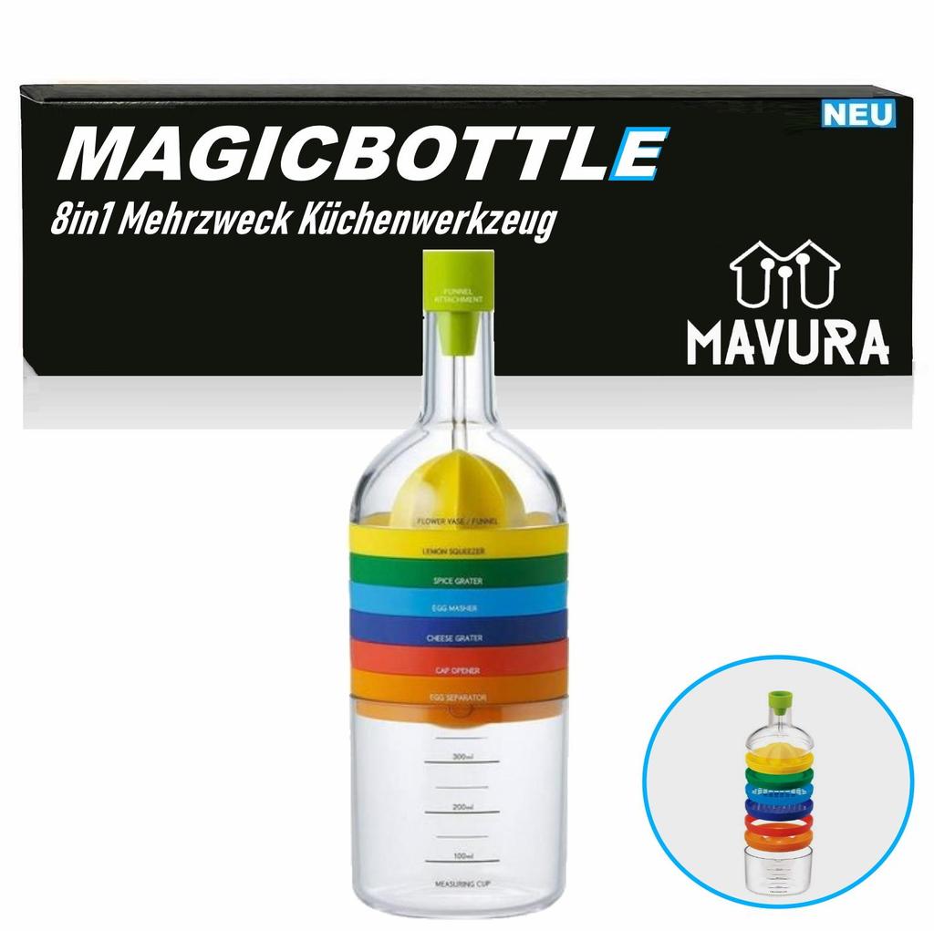 MAGICBOTTLE Kuchyňský nástroj Struhadlo Nálevka Lis Odměrka Odšťavňovač Otvírák 8v1