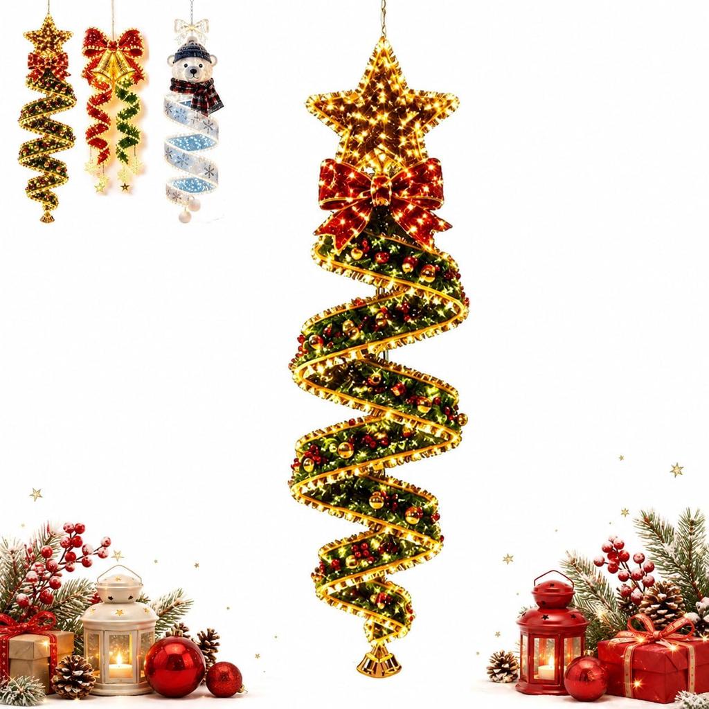 Christmas spiral chandelier series holiday porch LED decoration five-pointed star