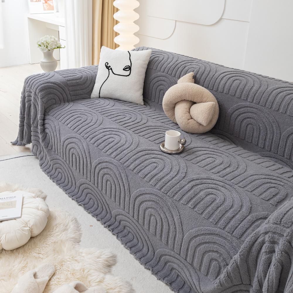 Anti-Scratching Plush Sofa Towel All-Inclusive Winter Thickened Sofa Cover Simple Modern Sofa Cover Cloth