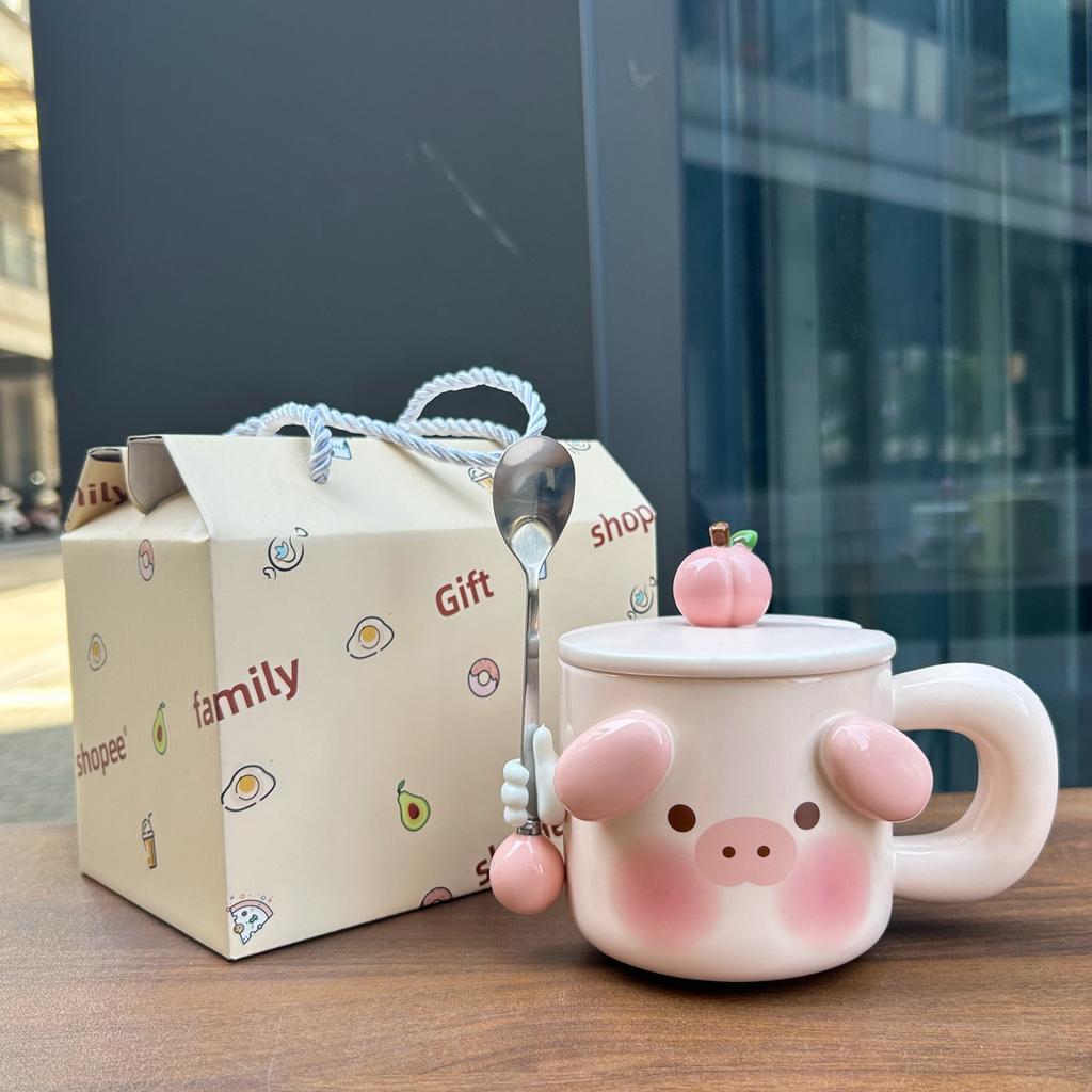 Holiday Gift for Girls Piggy Cup Gift for Best Friend Girlfriend Practical Water Cup Creative Gift Box Mug