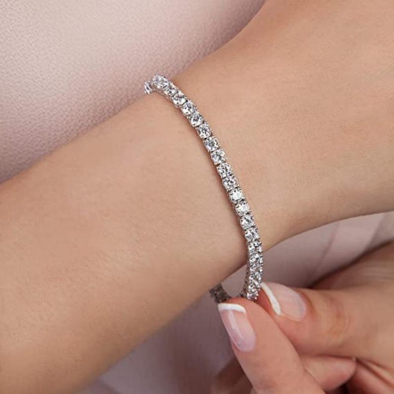 Women's Fashion 4mm Zirconia Tennis Bracelet Crystal Charm Designer Thin Chain Wedding Jewelry