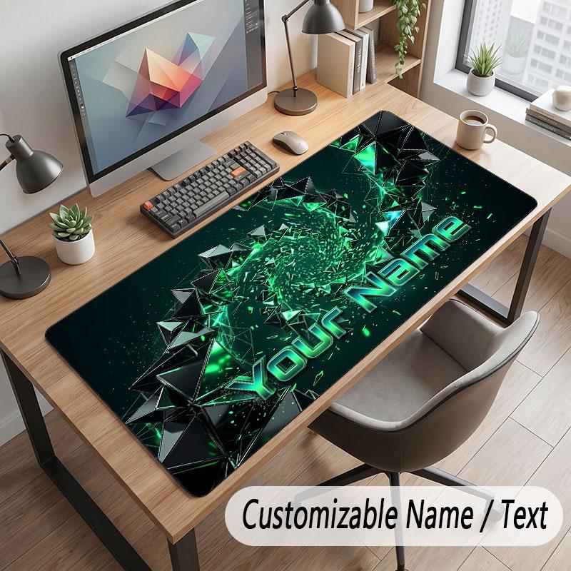 Abstract Geometric Theme Customized Mouse Pad Personalized Print Name Text Desk Mat For Home Office Table Decor