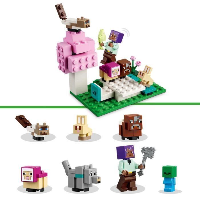 Lego® 21253 minecraft le sanctuaire animalier, jouet de biome plaine, minifigurines de personnages et figurines d'animaux