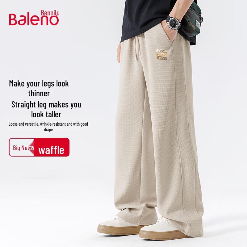 

Baleno Men s Loose Fit Waffle Knit Wide-Leg Trousers 3XL
