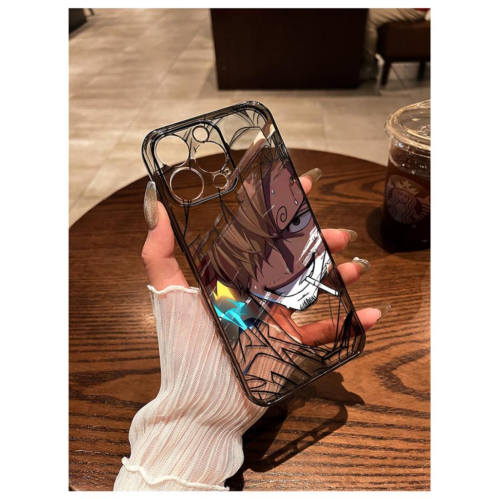 One Piece Luffy & Sanji Anime Graffiti TPU Phone Case For IPhone 15 14 13 Pro Max & Samsung Galaxy S24 Ultra, Clear Shockproof Protective Cover