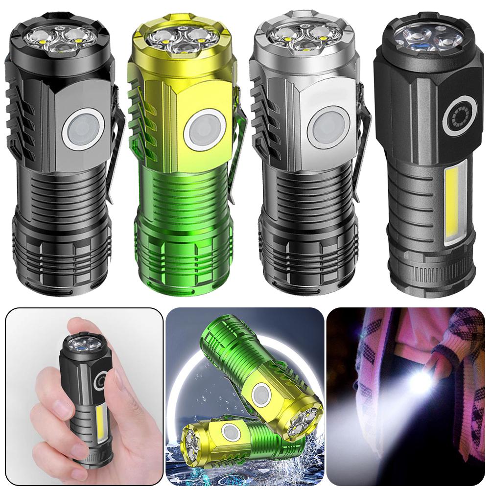 3 LED Compact Camping Torch Type C/Micro USB Charging Portable Flashlight Multifunction Flashlight for Outdoor Fishing Emergency