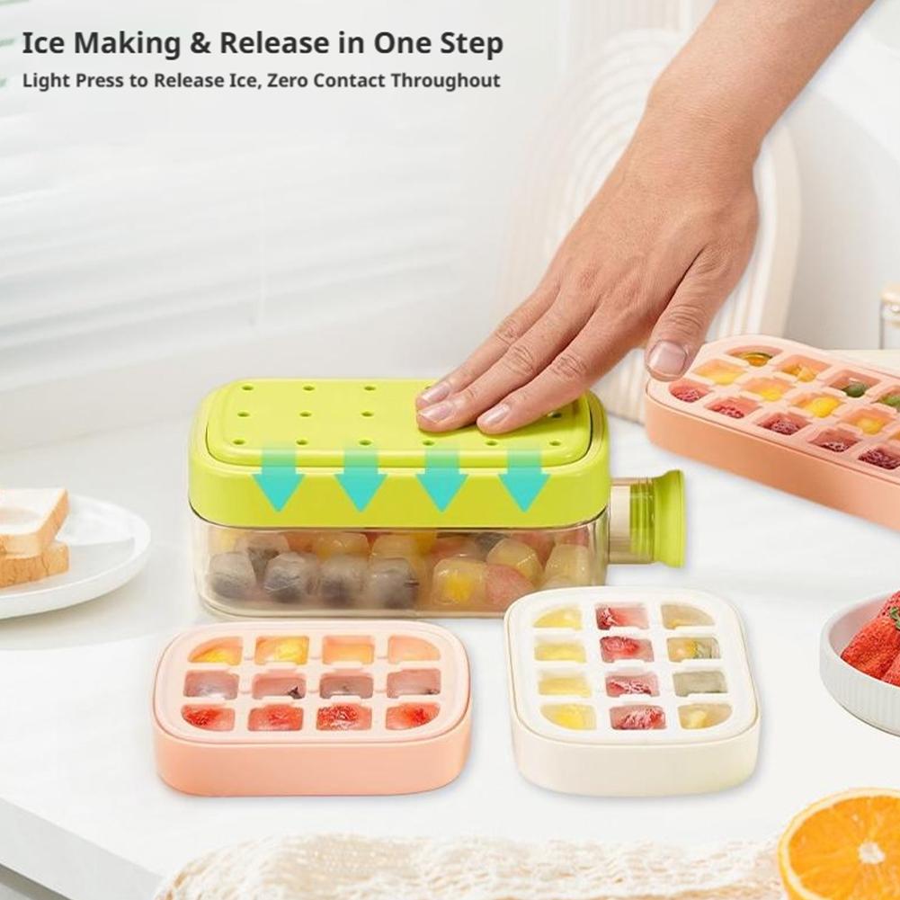 No Touch Silicone Ice Cube Tray Ice Machine Bottle No Spill Ice Tray For Freezer Ice Cream Buckets Kitchen Accessories