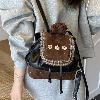 Autumn Sweet Flower Small Backpack New Trendy Backpack Women's Large Capacity Travel Backpack Leisure Backpack