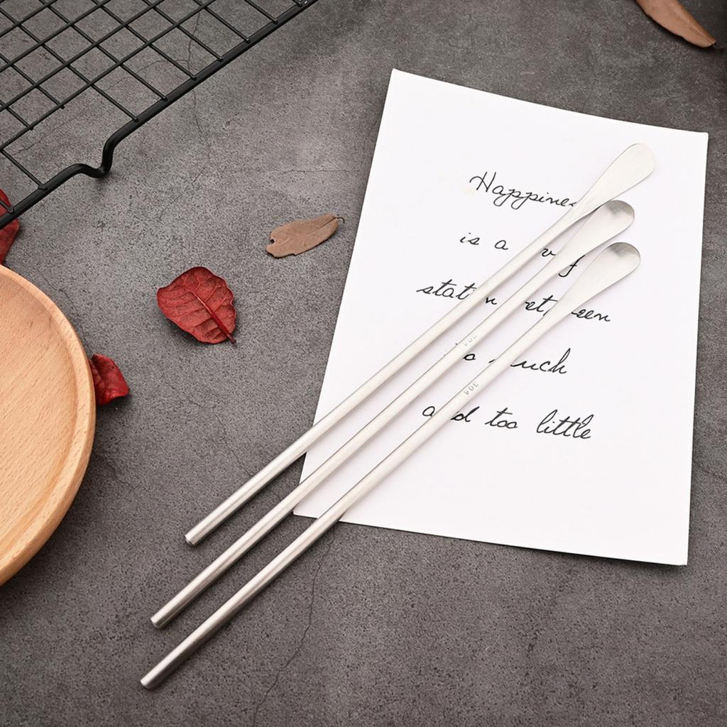3-Piece Matte Long Handle Spoon Cocktail Mixing Stirring Spoons Stainless Steel Iced Tea Coffee Spoons