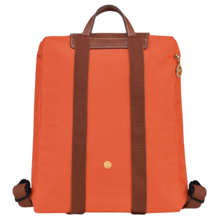 Longchamp Le Pliage Einfarbig Reißverschluss Geprägtes Logo Druckknopf Segeltuch Rucksack Damenrucksack Orange 1699089P85