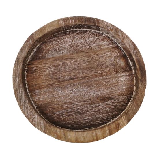 Dřevěný podnos pod svíčky Rustikální kulatá dekorativní farmářská stolní dekorace Bílý nátěr