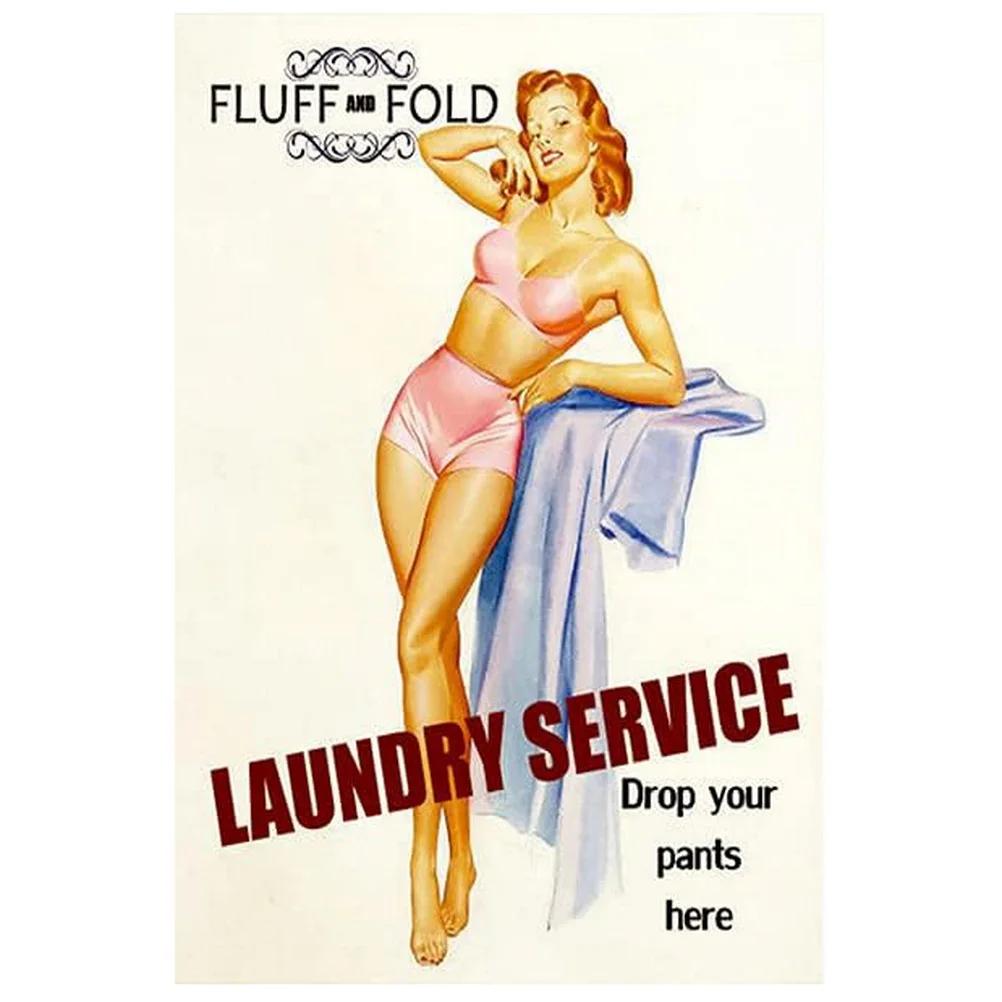 Vintage Metal Signs Pinup Girls Wall Decor for Bathroom Laundry Man Cave Home Bars Garage Cafe Clubs Retro Posters Plaque