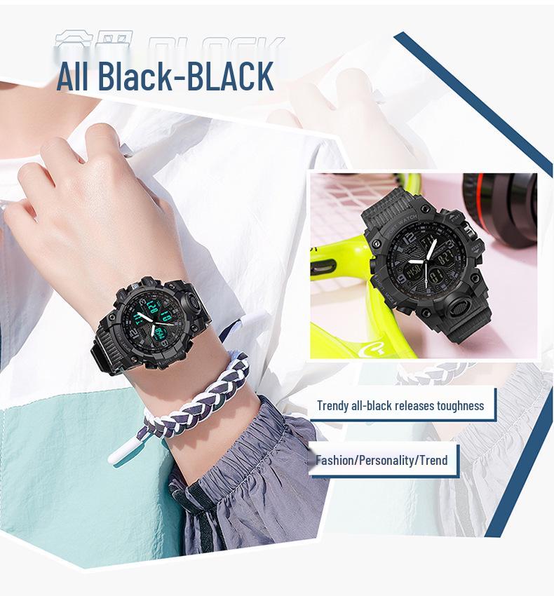 SANDA Women's Trendy LED Dual Display Waterproof Watch with Hourly Chime