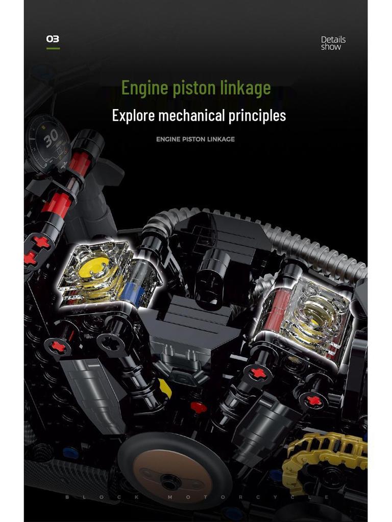 Hanoreton Duke Motorcycle Building Blocks Model - Night Road Edition